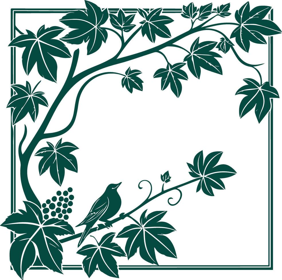 Rich green thick leafy rectangle foliage frame clean flat design with no shadows bright layout white background suitable for illustration use vector