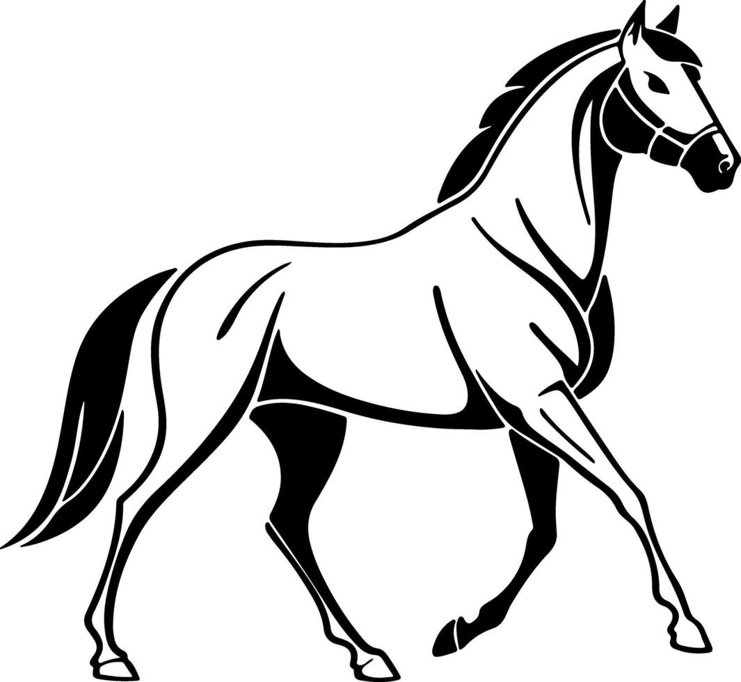 Modern horse silhouette in side view with smooth curves and black fill, created for simple and stylish clean graphics vector