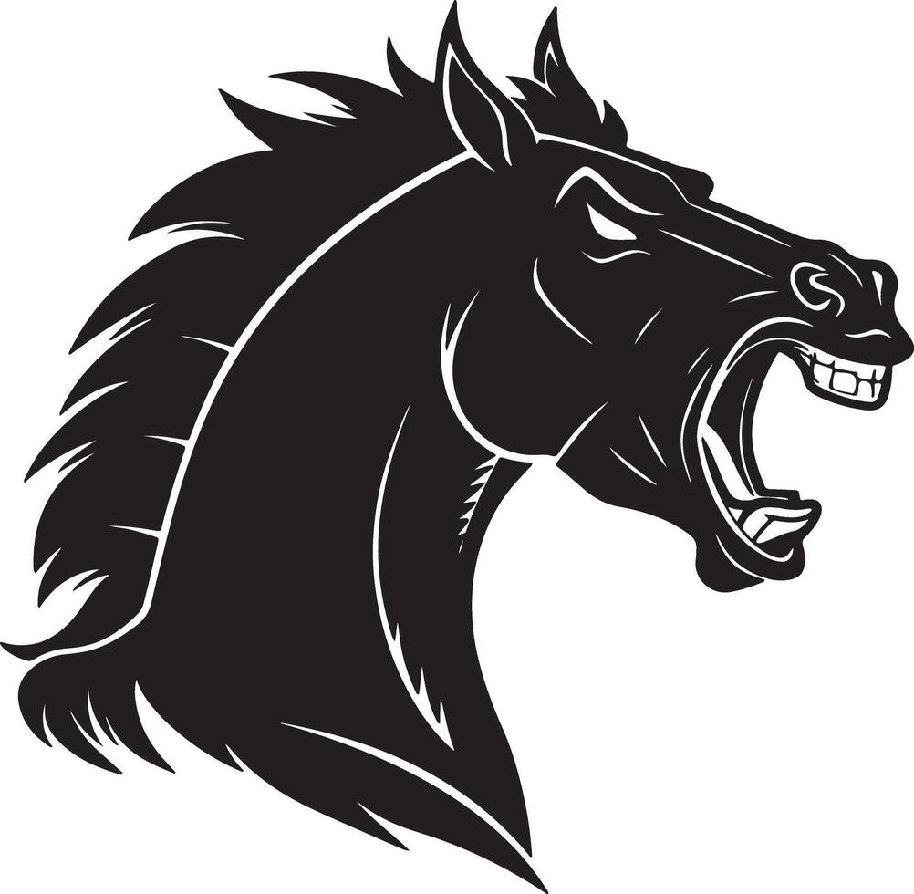 Calm horse head silhouette with upright ears in clean flat form, designed for subtle animal symbols with a gentle tone vector