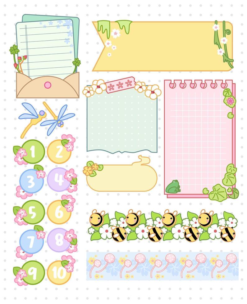 cute pastel notepad frame for bullet journal page vector
