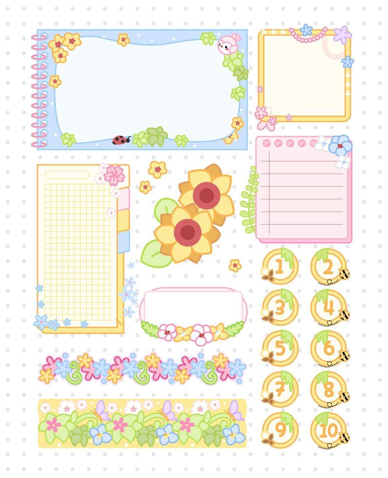 a page of cute pastel bullet journal design vector