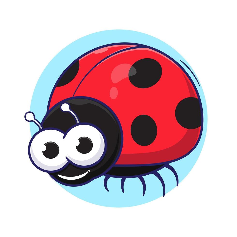 Cute cartoon of red smile lady bug beetle illustration suitable used for icon, mascot, logo, symbol and others vector