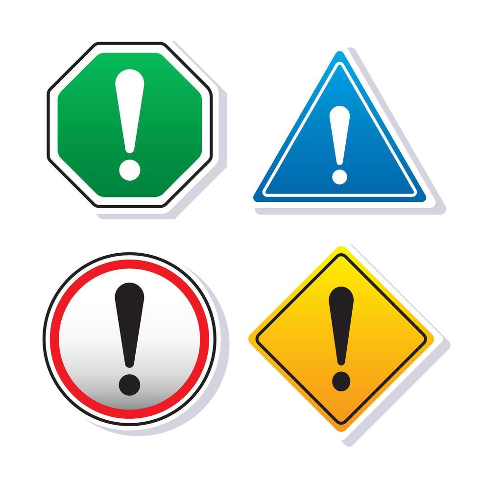 Caution alarm danger sign, symbol, collection, icon illustration cartoon isolated on white background with cute design concept vector