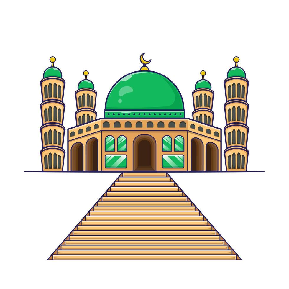Great cartoon illustration about Islamic mosque buildings isolated on white background with Flat design concept vector