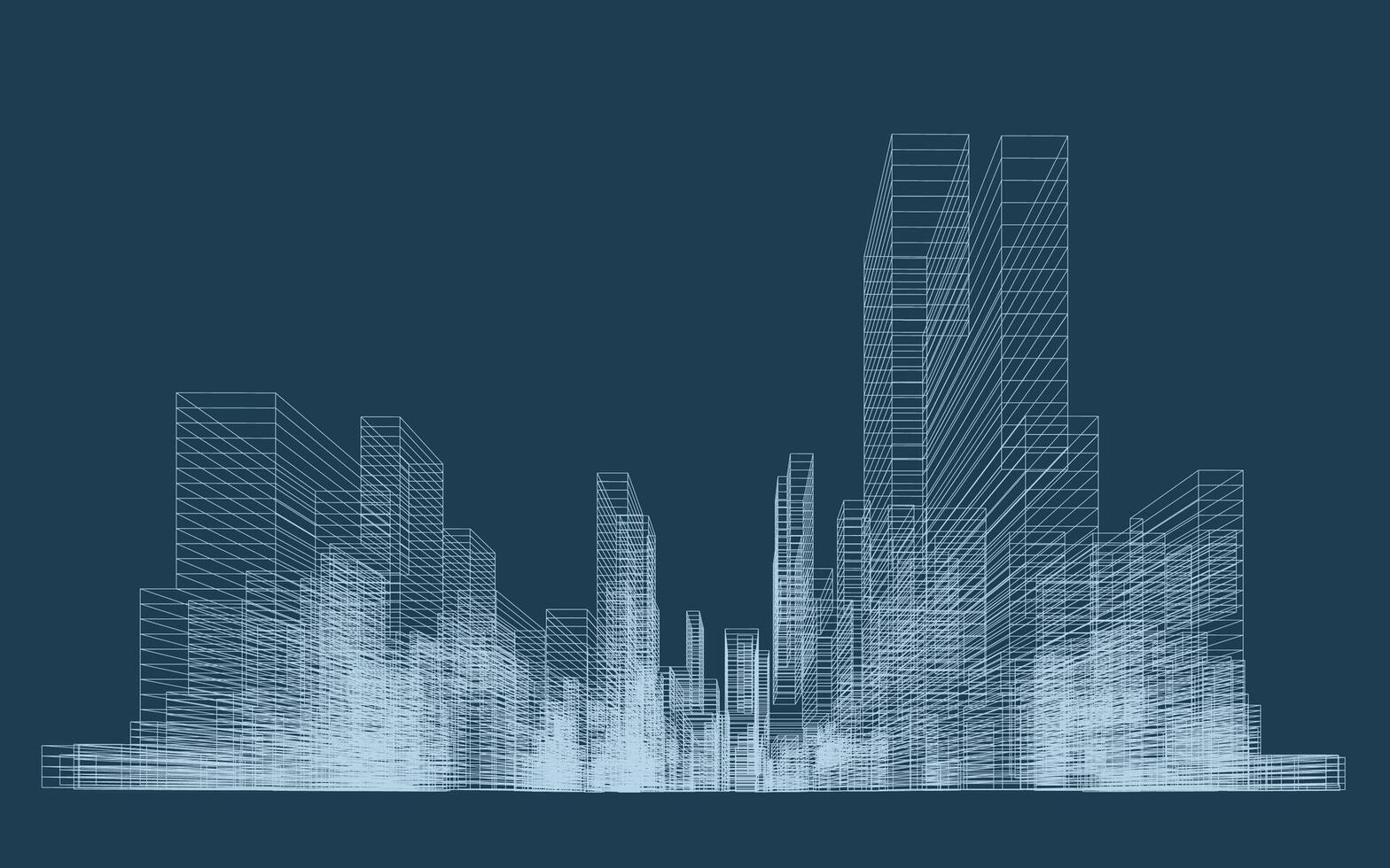 Wireframe perspective of buildings. Abstract wireframe city background for template design. . vector