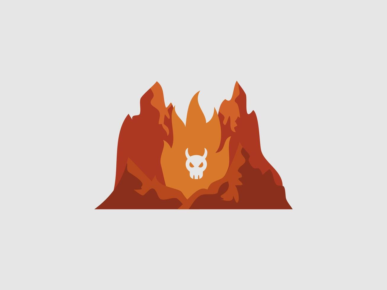 A fiery scene depicting jagged vector