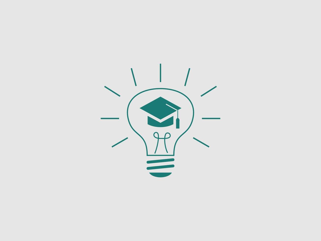 A lightbulb icon with a graduation cap inside vector