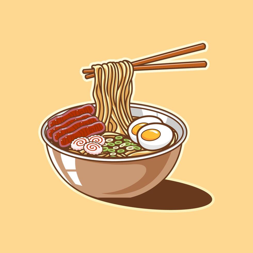 Ramen illustration with a very appetizing appearance vector