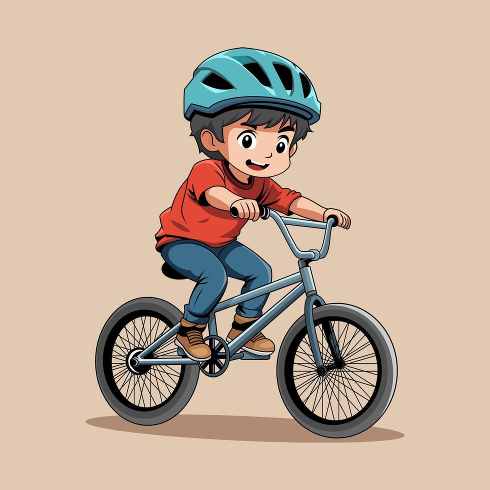 a boy is riding a bicycle vector