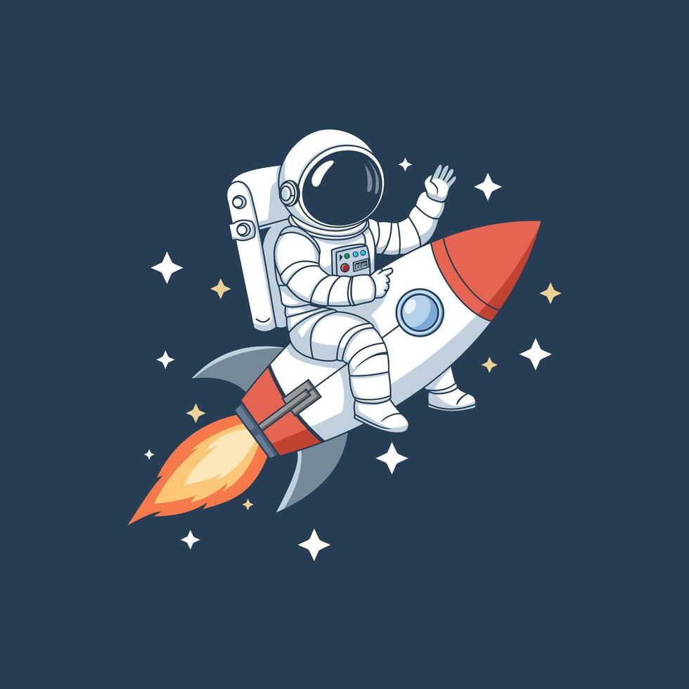 astronaut ride rocket vector