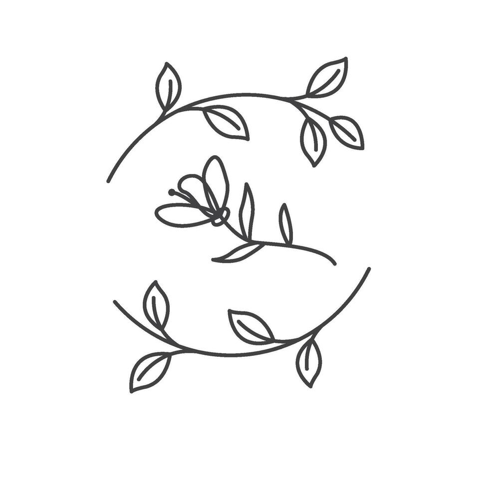 floral line element for decorative. vector