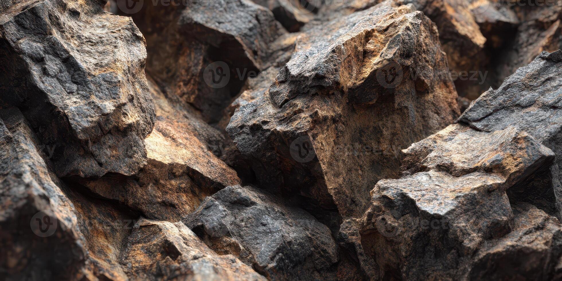 Close up photo of rough textured natural rocks and stones