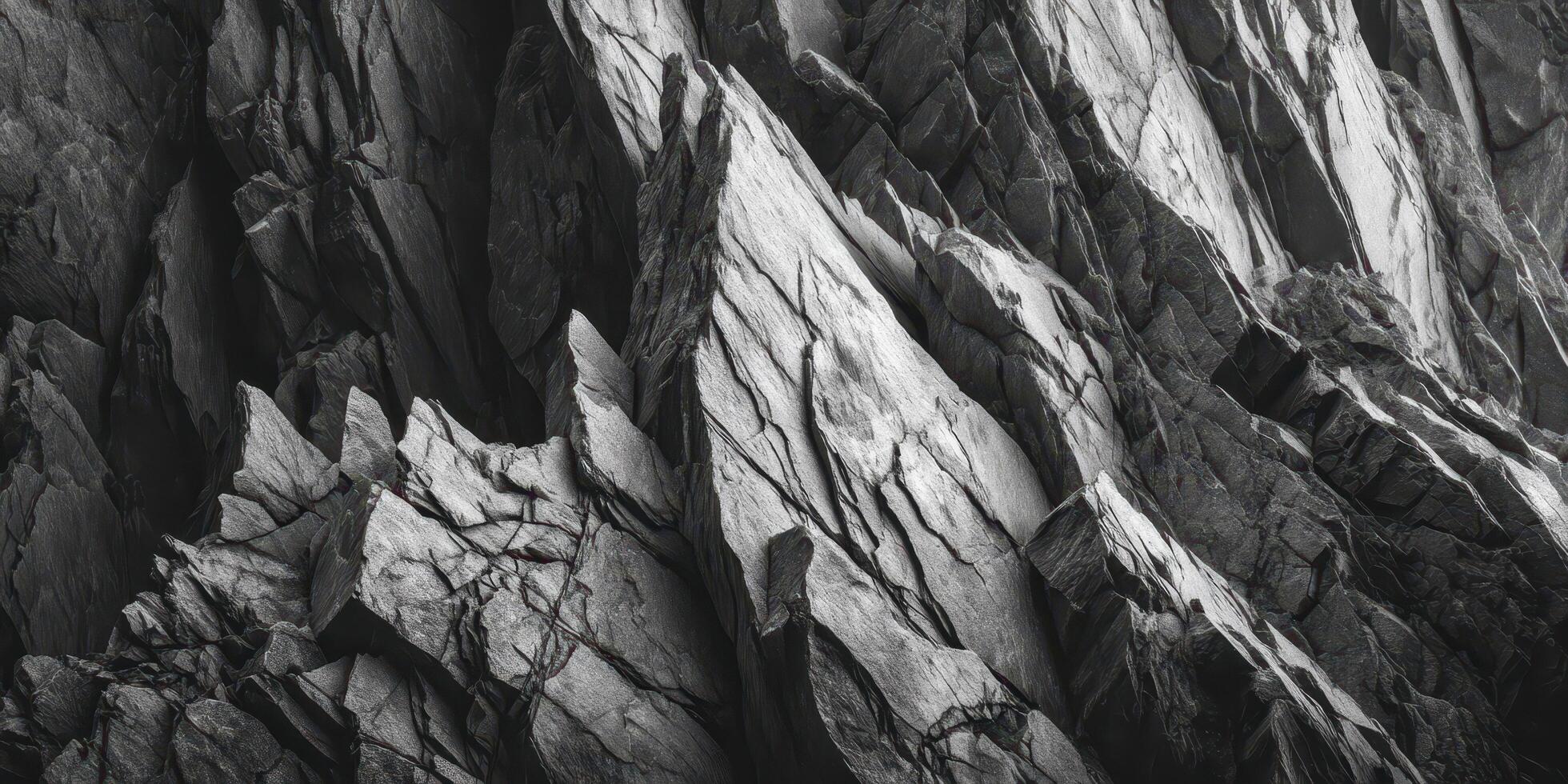 Close up texture of jagged sharp rocky cliff face photo