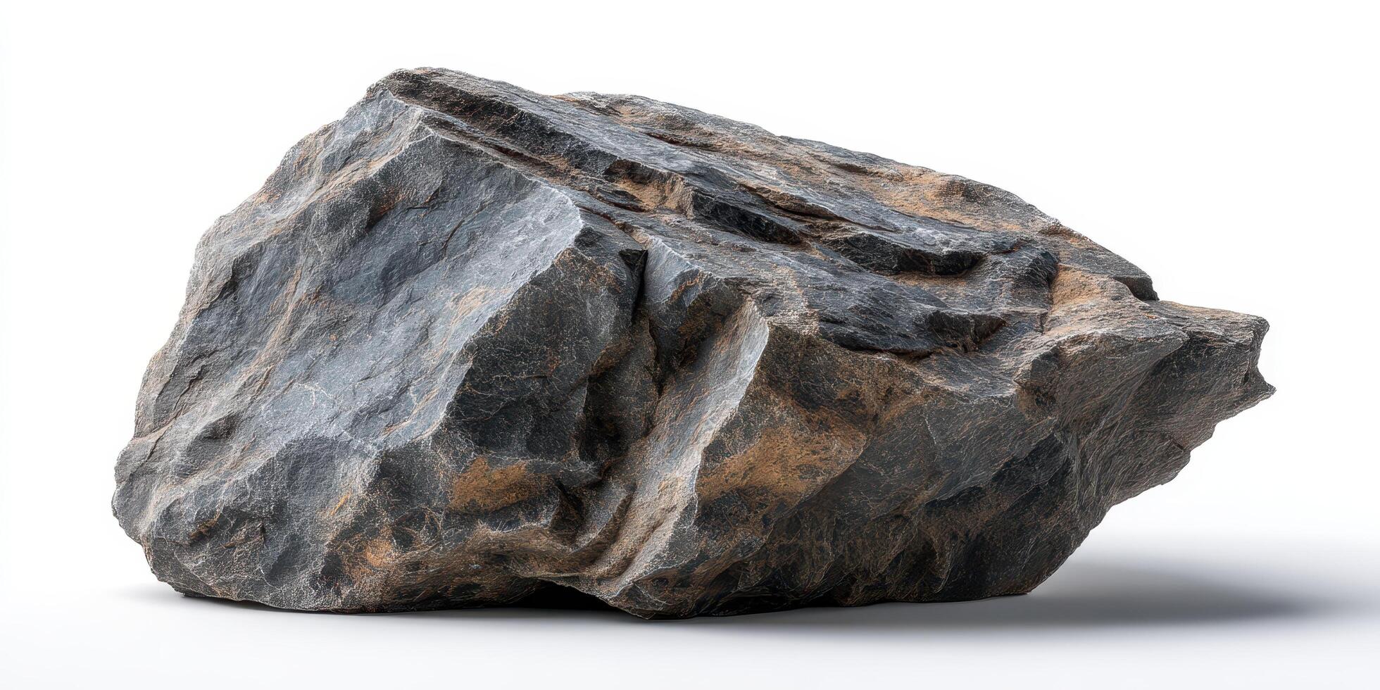 Close up of a large natural gray stone rock isolated photo