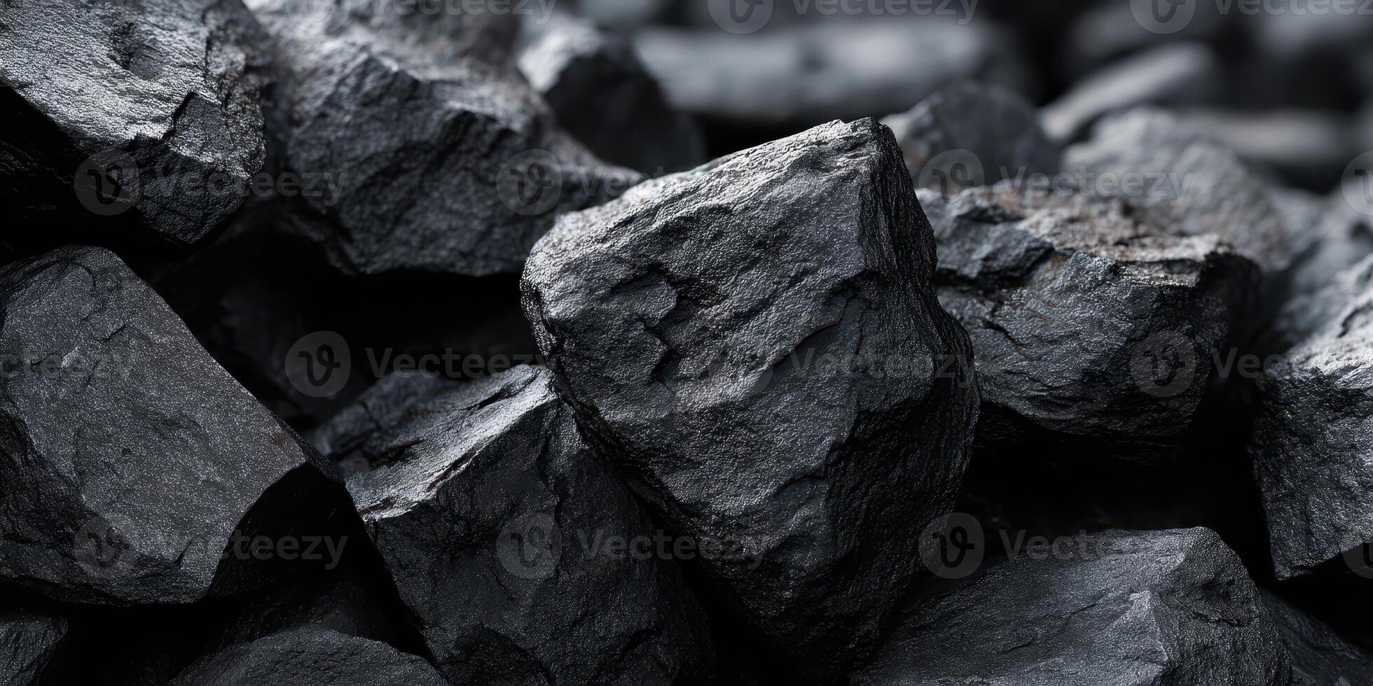 Close up of raw black coal chunks for energy use photo