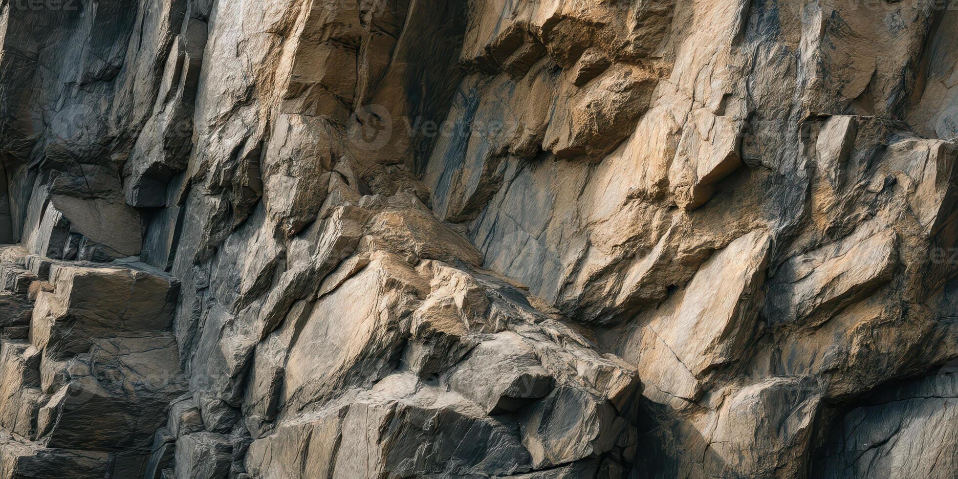 Close up textured rugged natural rock surface photo