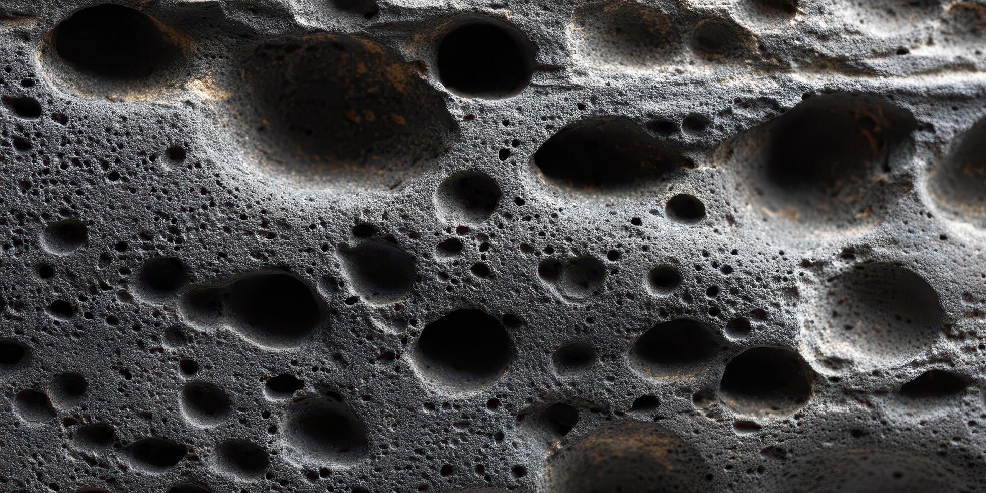 Close up texture of porous volcanic rock surface photo