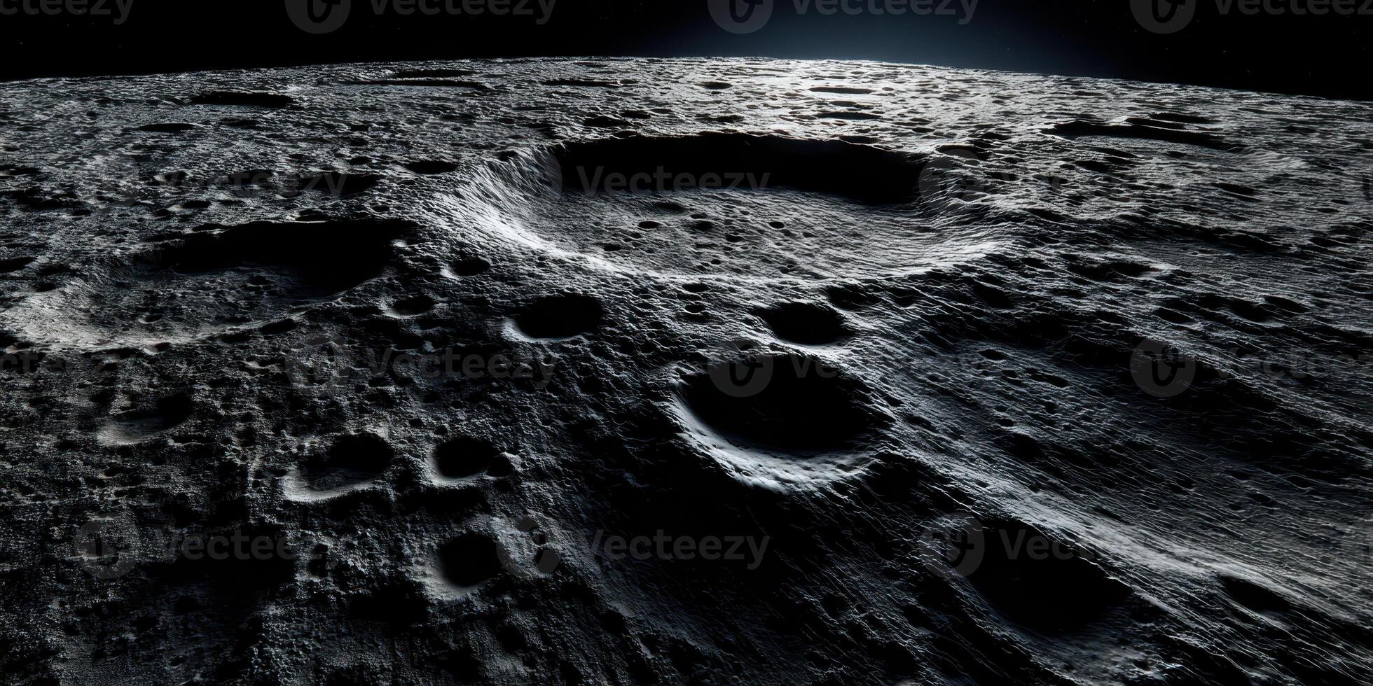 Detailed view of the moon surface with craters and shadows photo