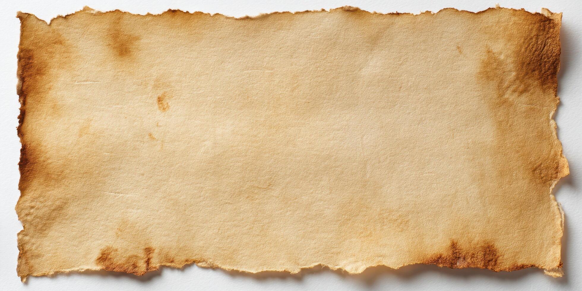 Aged burnt paper parchment with rough edges photo