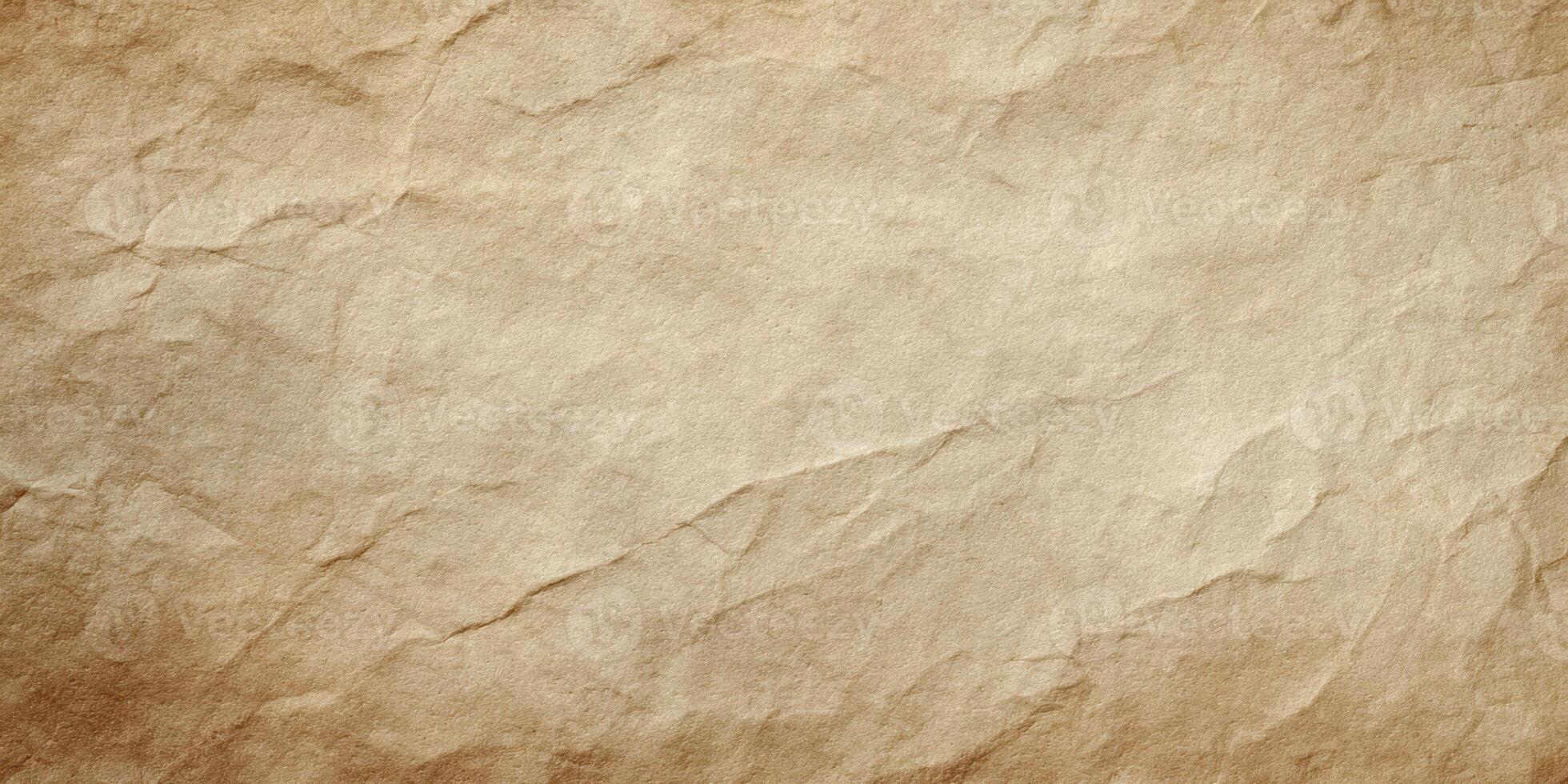 Old textured brown paper background with wrinkles photo
