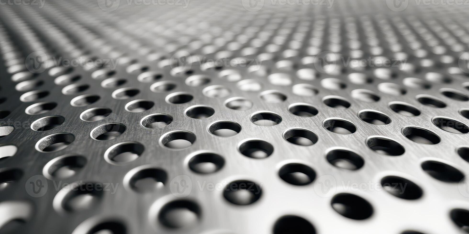 Close up of a metallic perforated sheet surface texture photo