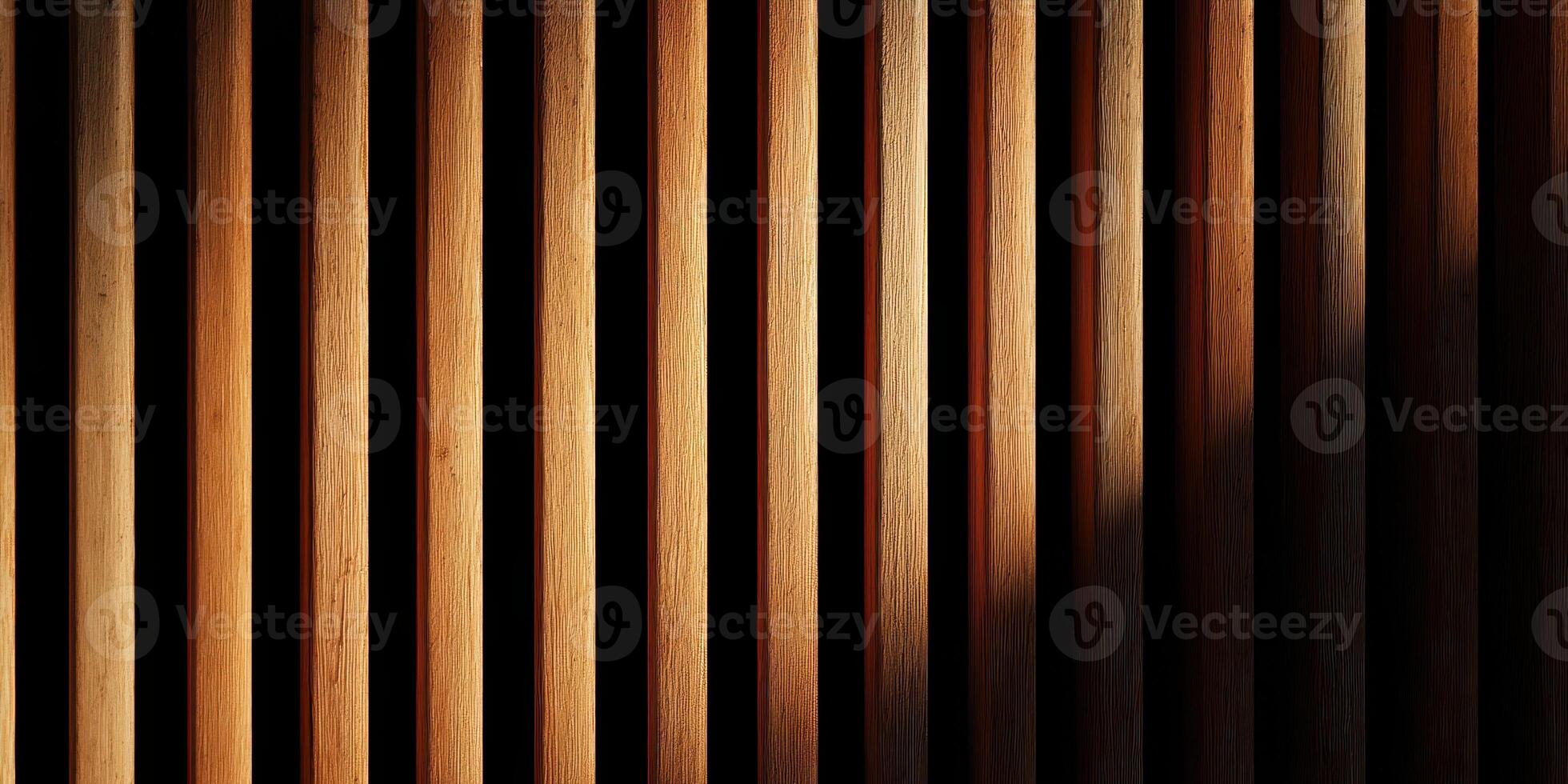 Abstract wooden vertical slats with shadow pattern photo