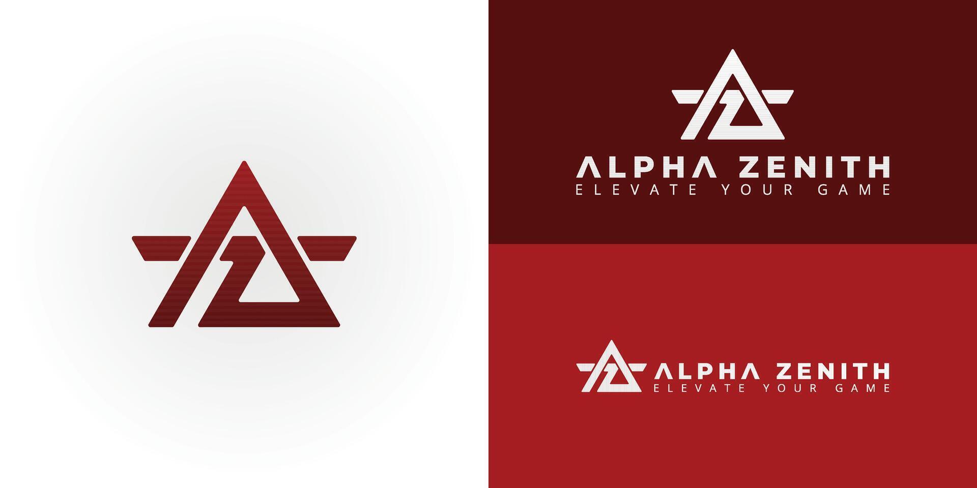 Dynamic logo for Sports and Fitness. Integrates AZ in a powerful, upward-pointing form, symbolizing aspiration, speed, and strength. Ideal for brands empowering peak performance. vector