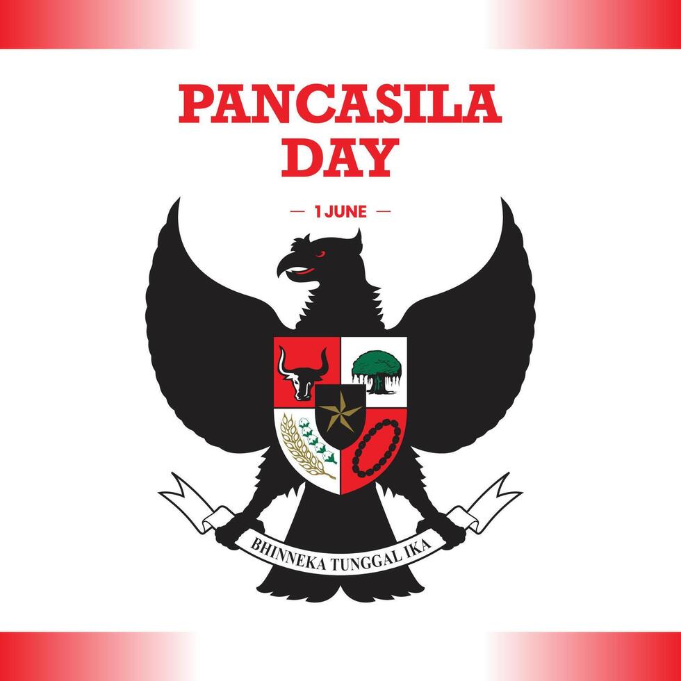 June 1 Indonesian Pancasila Day Unity in Diversity, garuda pancasila indonesia with gradient color background vector