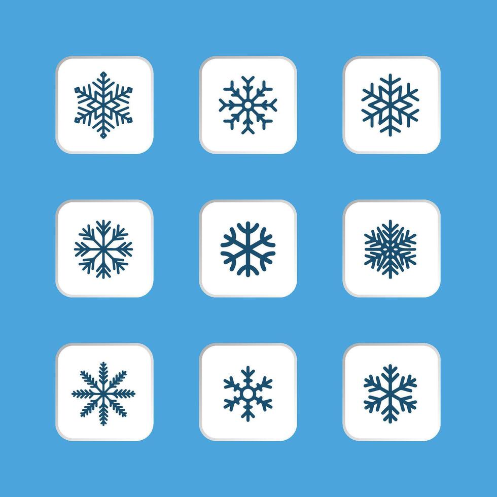 Set of Snowflakes Christmas design modern. Snowflakes icons. White Snowflake. Snowflakes template. Snow winter. Snowflakes icons. vector