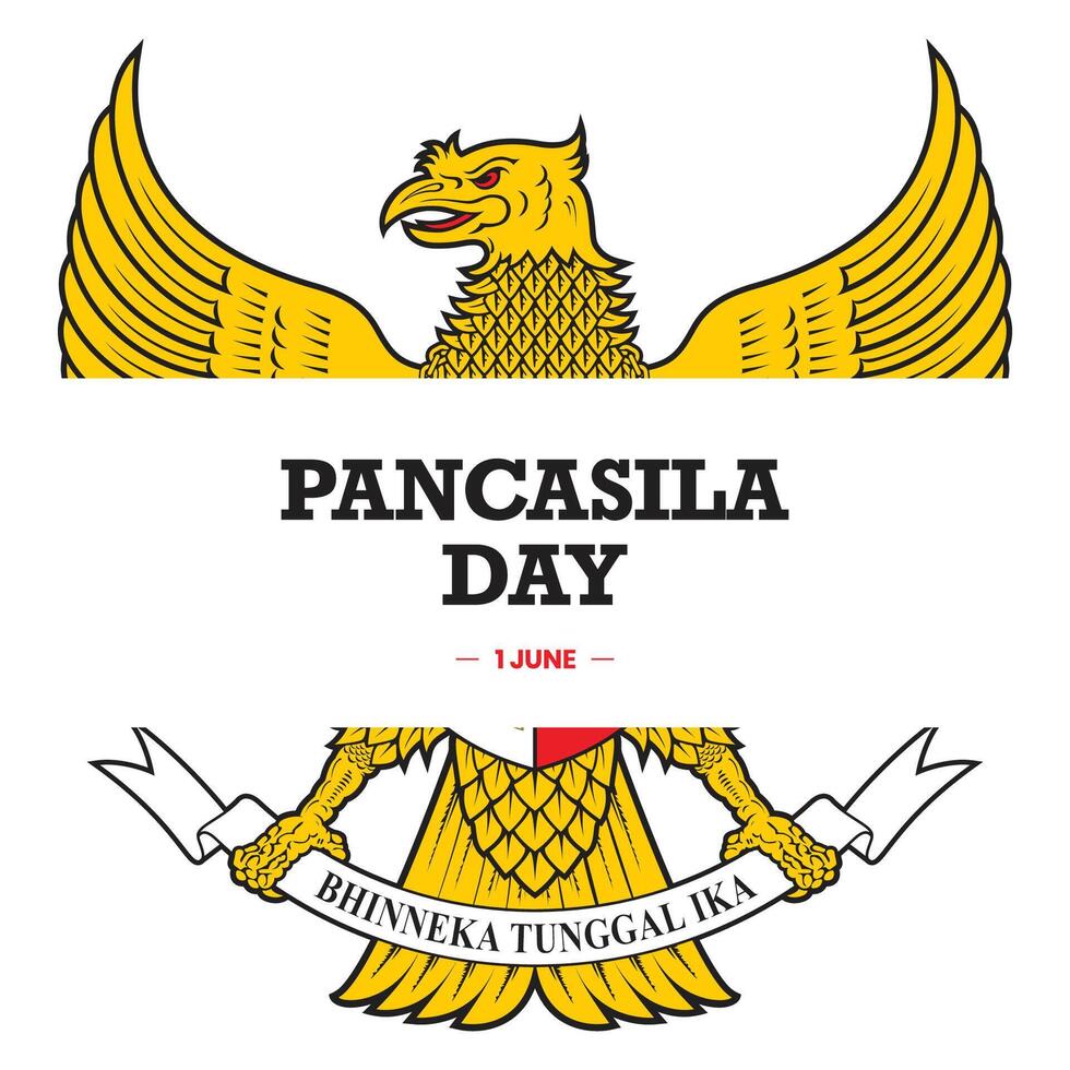 June 1 Indonesian Pancasila Day Unity in Diversity, garuda pancasila indonesia with cut style vector