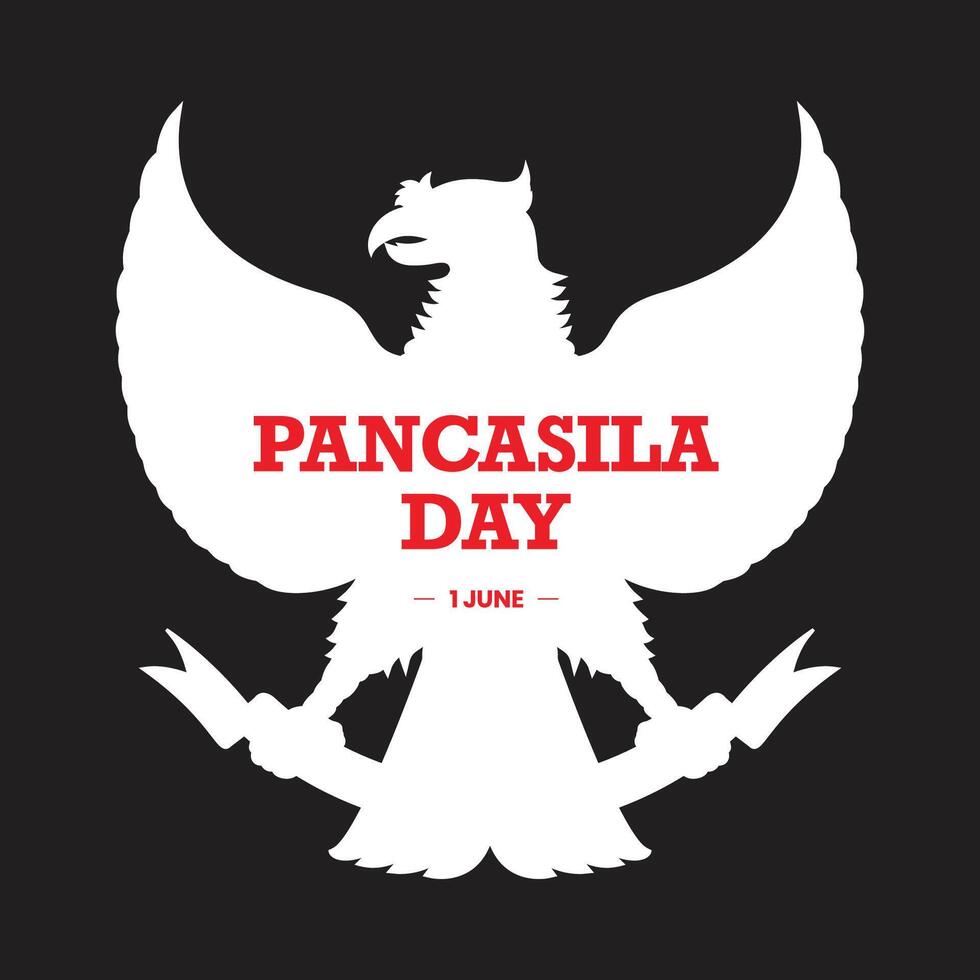 June 1 Indonesian Pancasila Day Unity in Diversity, garuda pancasila indonesia with black background vector