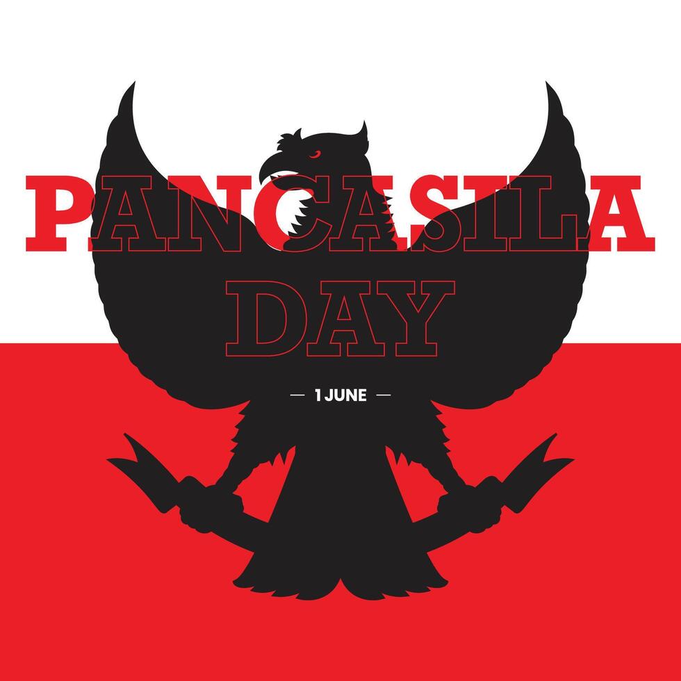 June 1 Indonesian Pancasila Day Unity in Diversity, garuda pancasila indonesia with red and white background vector