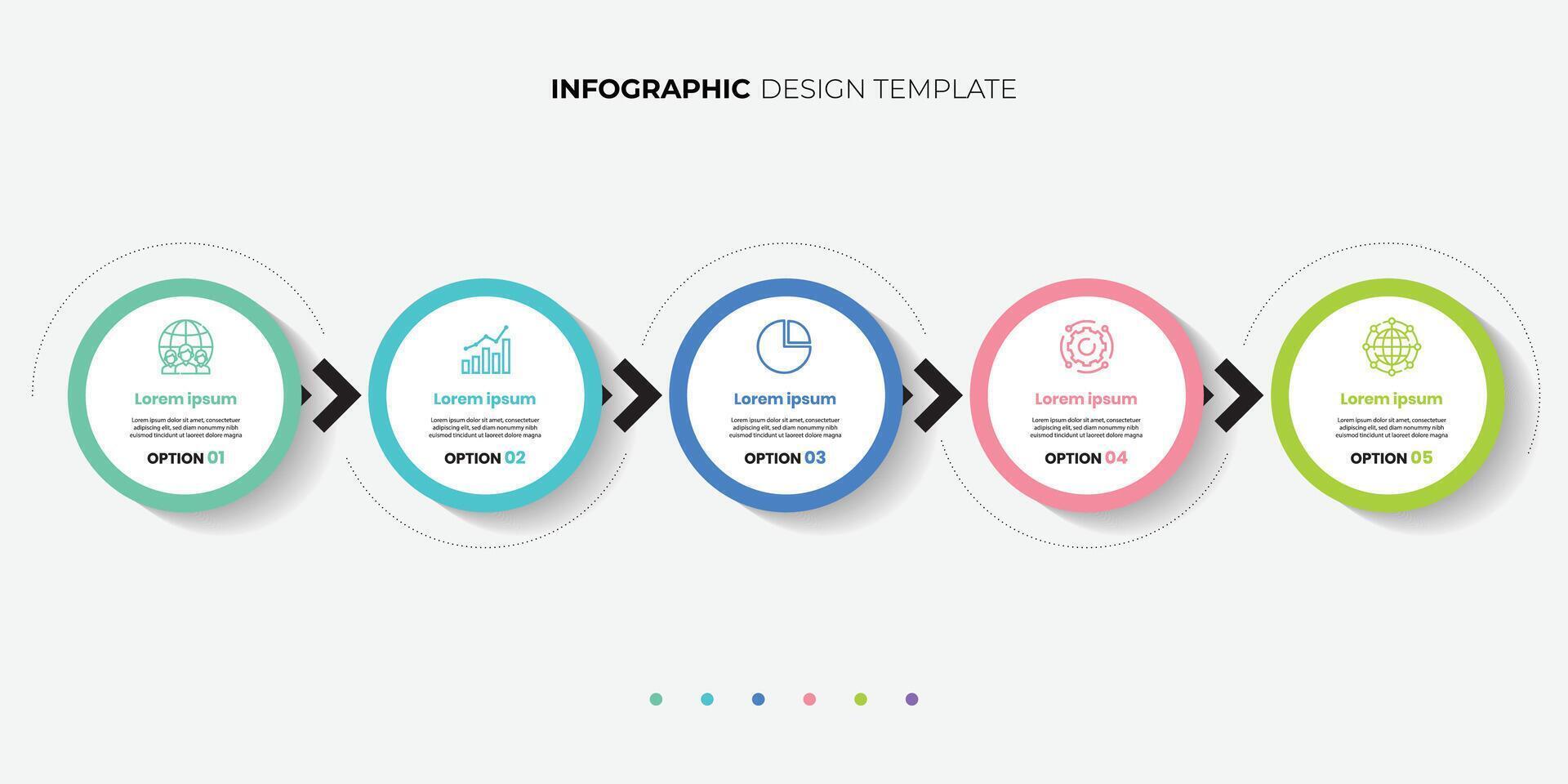 modern five process infographic arrows design template. concept Planning, Marketing, Strategy and Business presentation. illustration vector