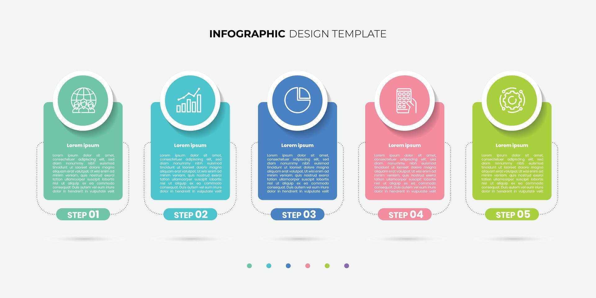 Timeline Creator infographic template. 5 options timeline journey, calendar Flat simple infographics modern design vector