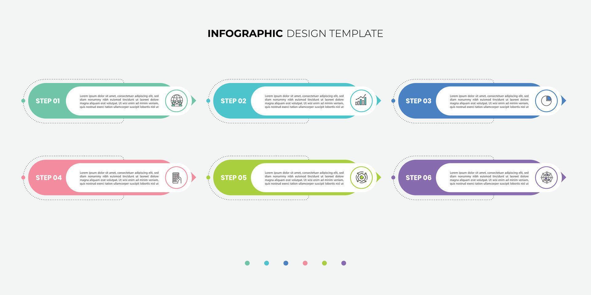 6 options process infographic arrows modern design template. Planning, Marketing, Strategy, milestone and Business presentation. vector