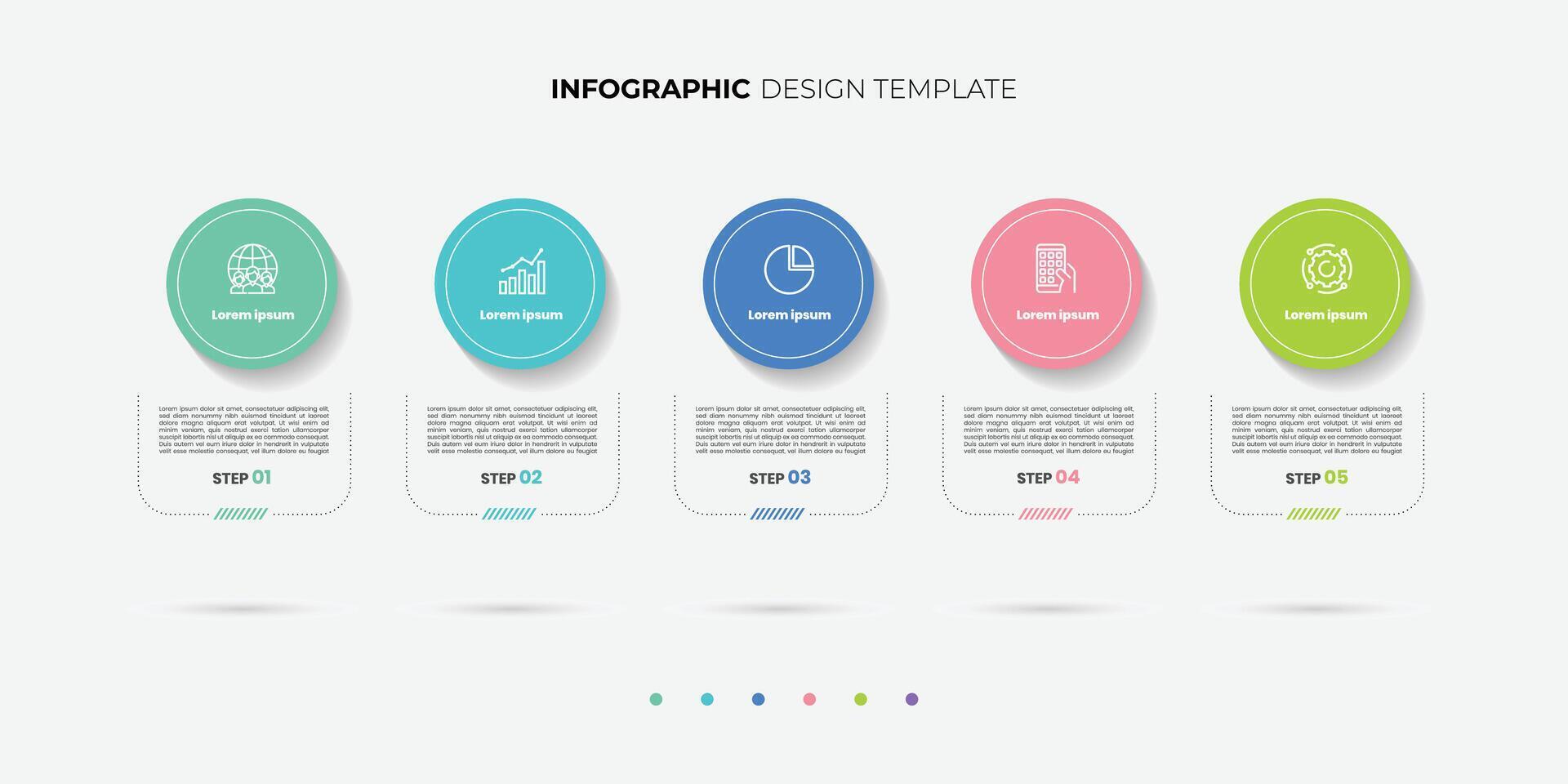 Timeline Creator infographic template. 5 options timeline journey, calendar Flat simple infographics modern design template vector
