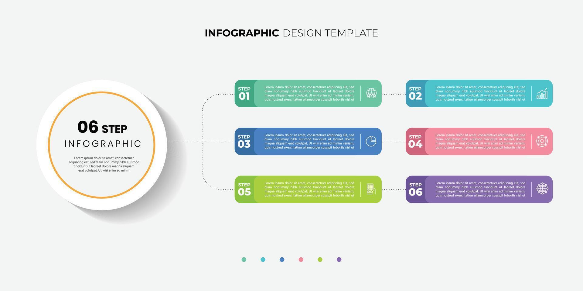 Modern Infographic label design with circle infographic template design and 4,5,6 options or steps. Can be used for process diagram, presentations, illustration vector