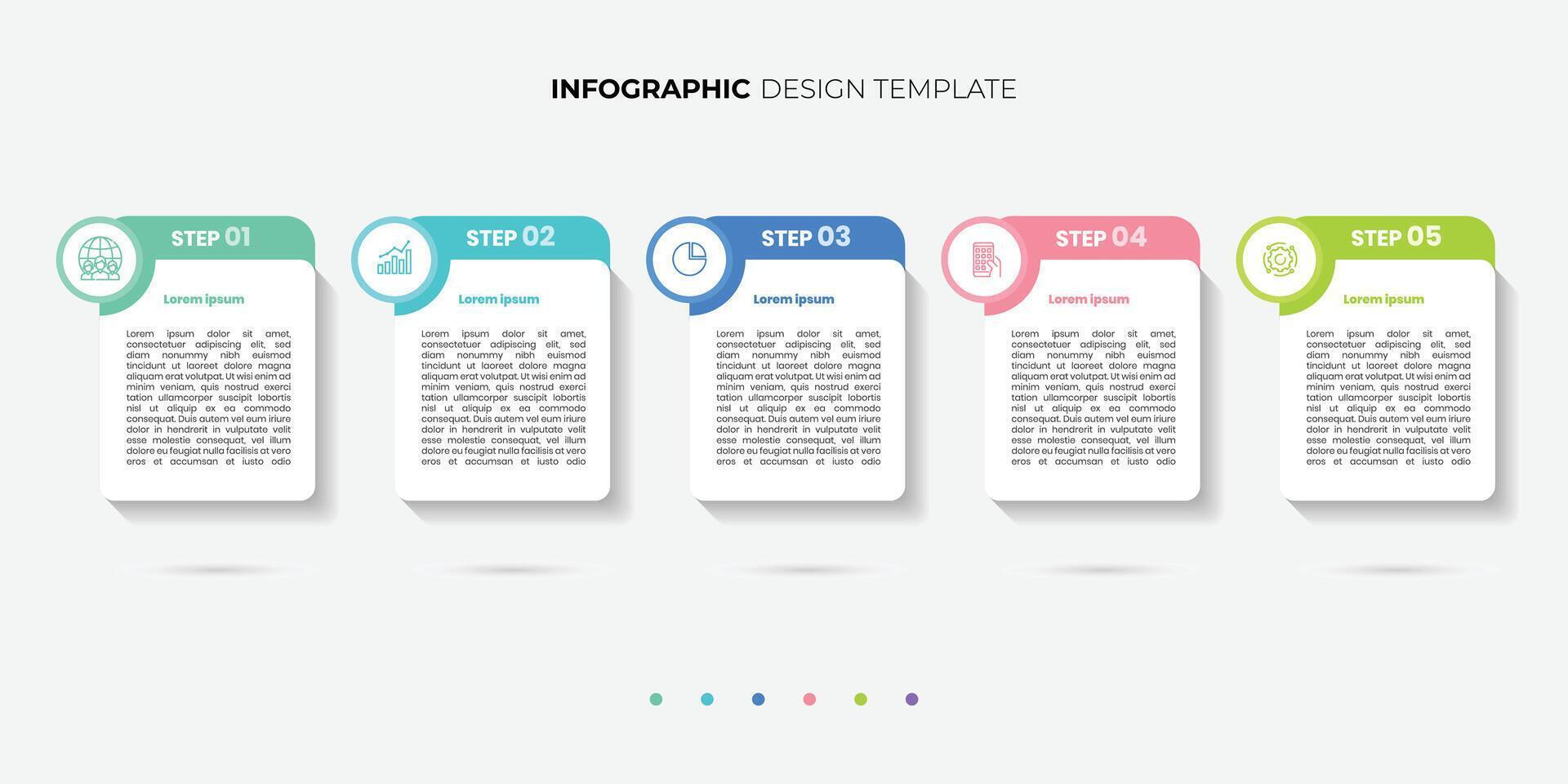 Timeline Creator infographic template. 5 options timeline journey, calendar Flat simple infographics design template trendy vector