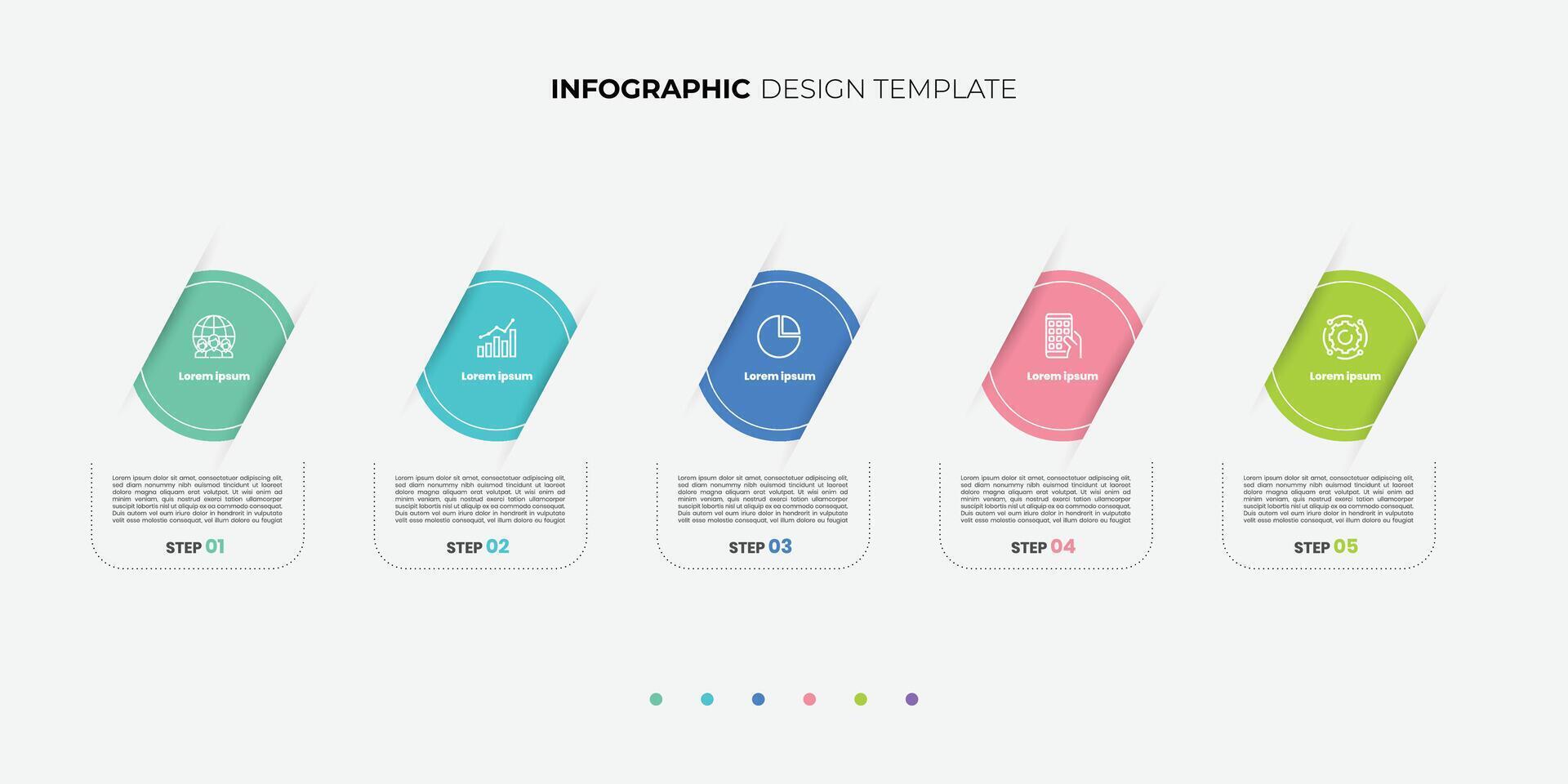 Timeline Creator infographic template. 5 options timeline journey, calendar Flat simple template infographics vector