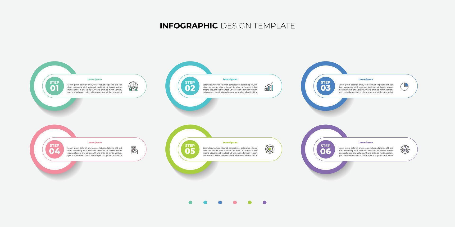 Timeline Creator infographic template. 6 options timeline journey, Flat simple infographics design template vector