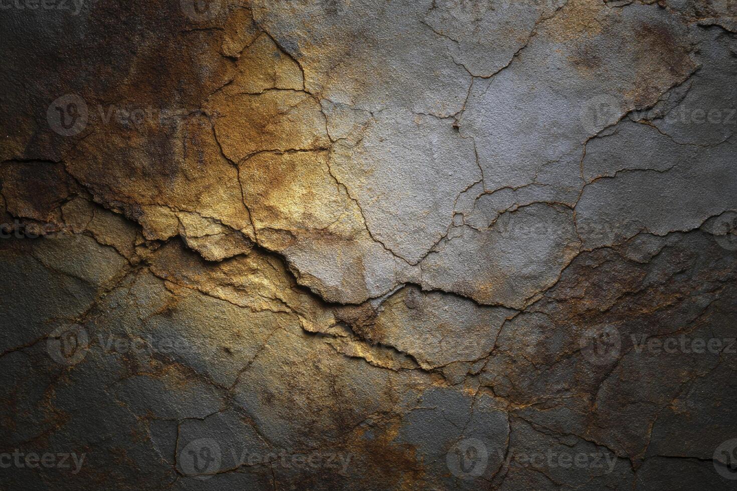 Dramatic rock face displaying fractured planes and earthy mineral tones, showcasing a raw and photo