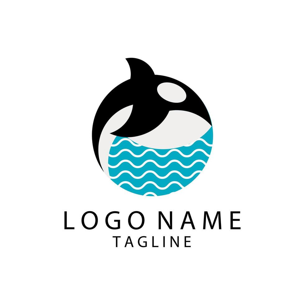 Modern jumping orca killer whale logo icon on white background vector
