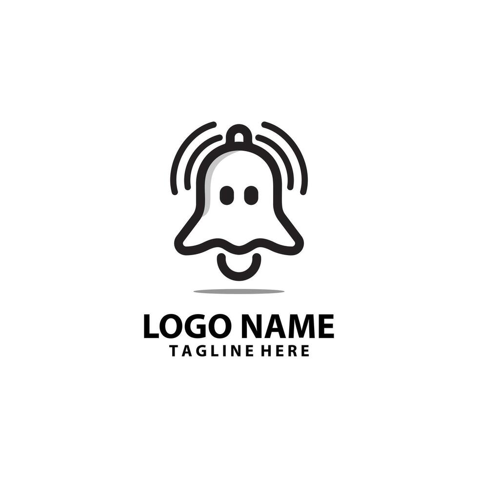 bell ghost logo design vector