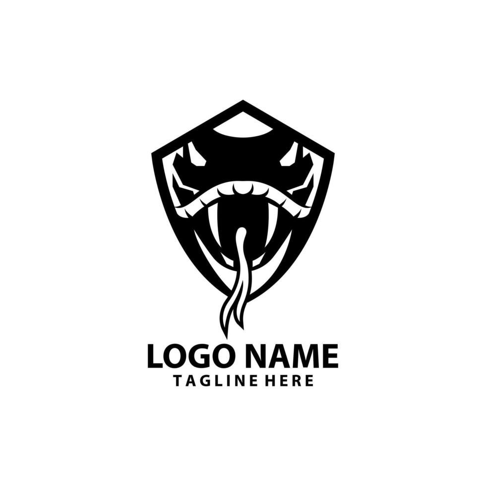 graphic of a snake head in a shield. Possible use for logo design vector
