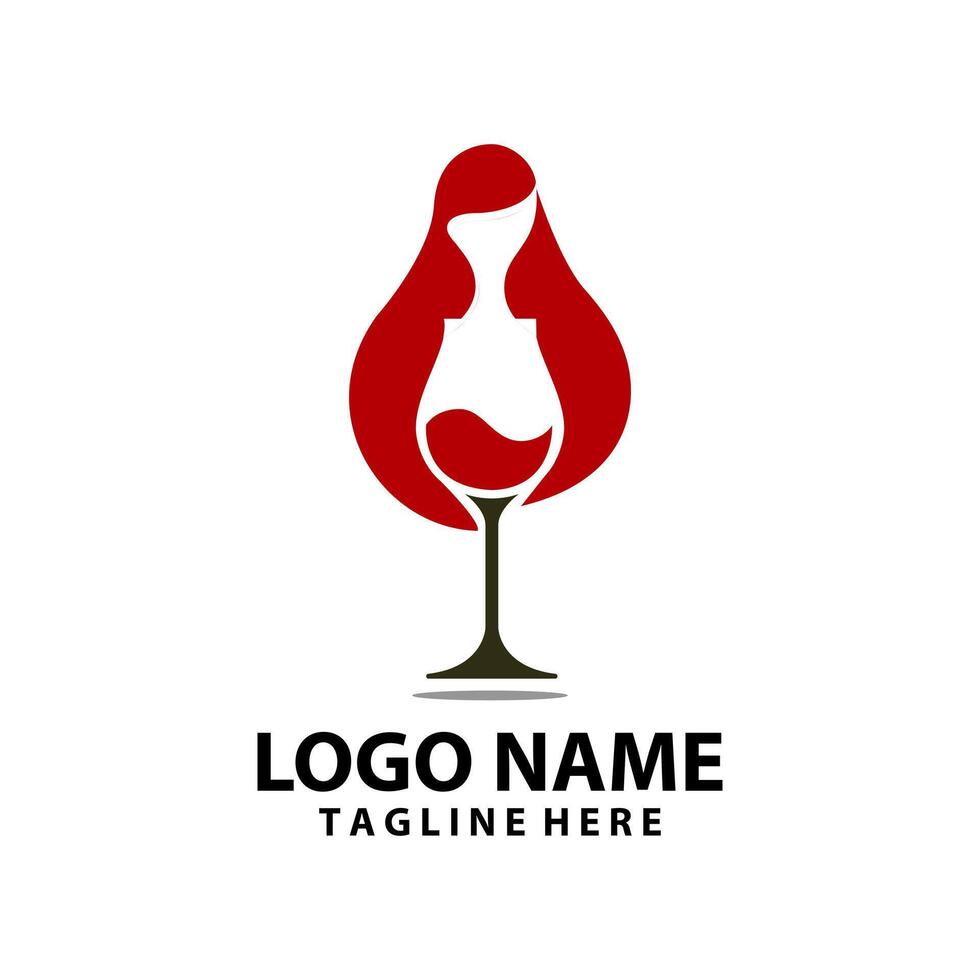 wine women logo design vector