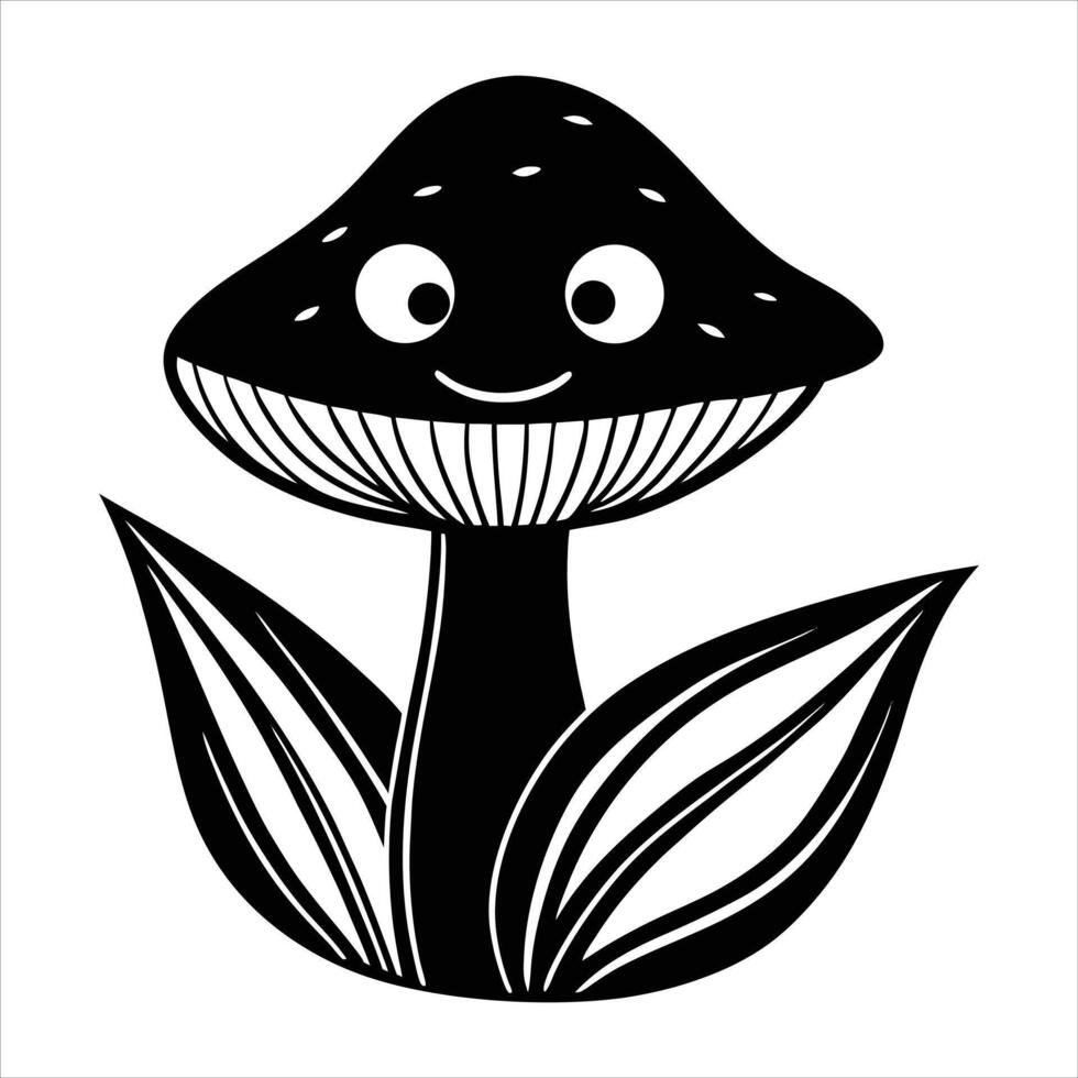 mushroom peeking from behind vector