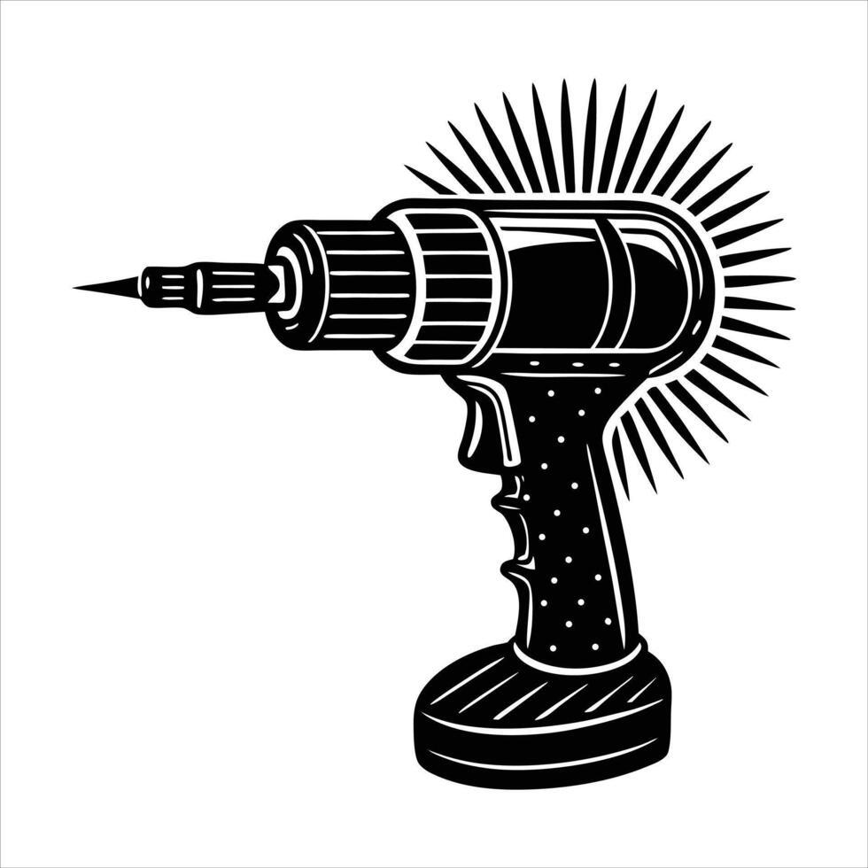 drill with a glowing bit vector