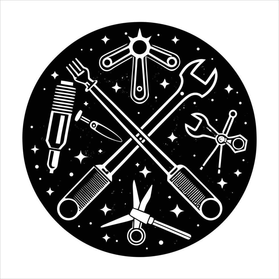 overhead view of spread tools vector
