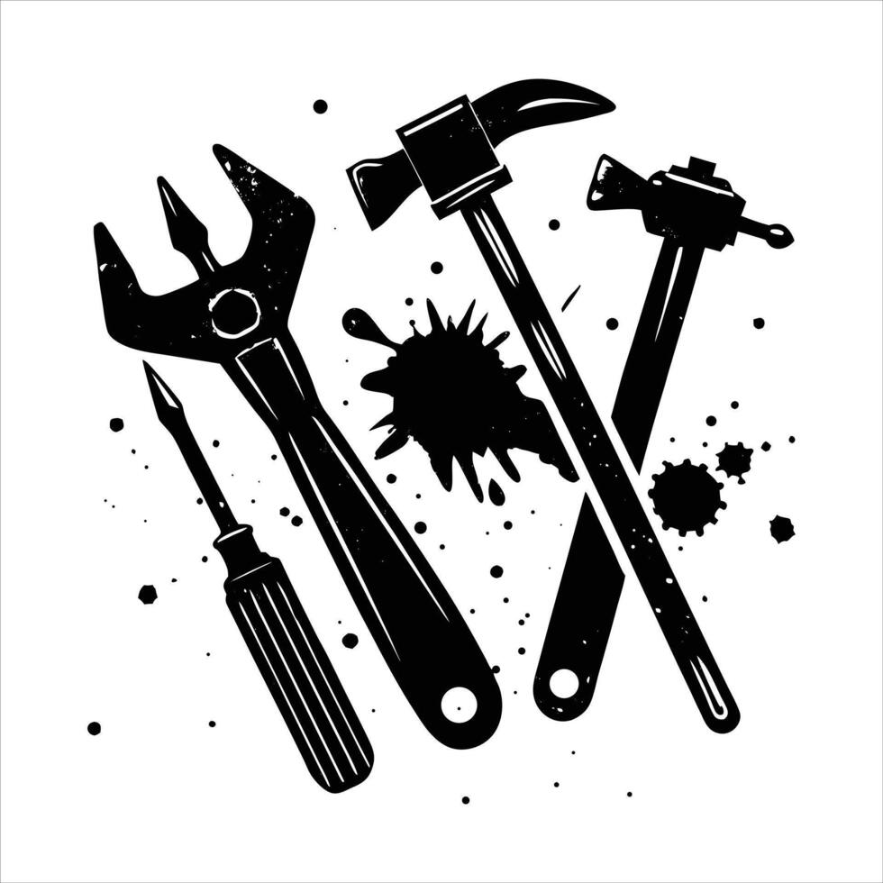 tools with oil stains vector