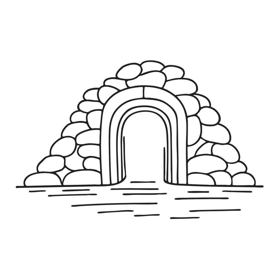 A tunnel opening near a cluster of stones vector